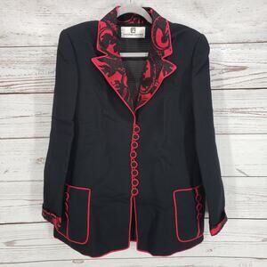 Christian Ruperto Milano New York Women's Black Floral Quilted Jacket Size M